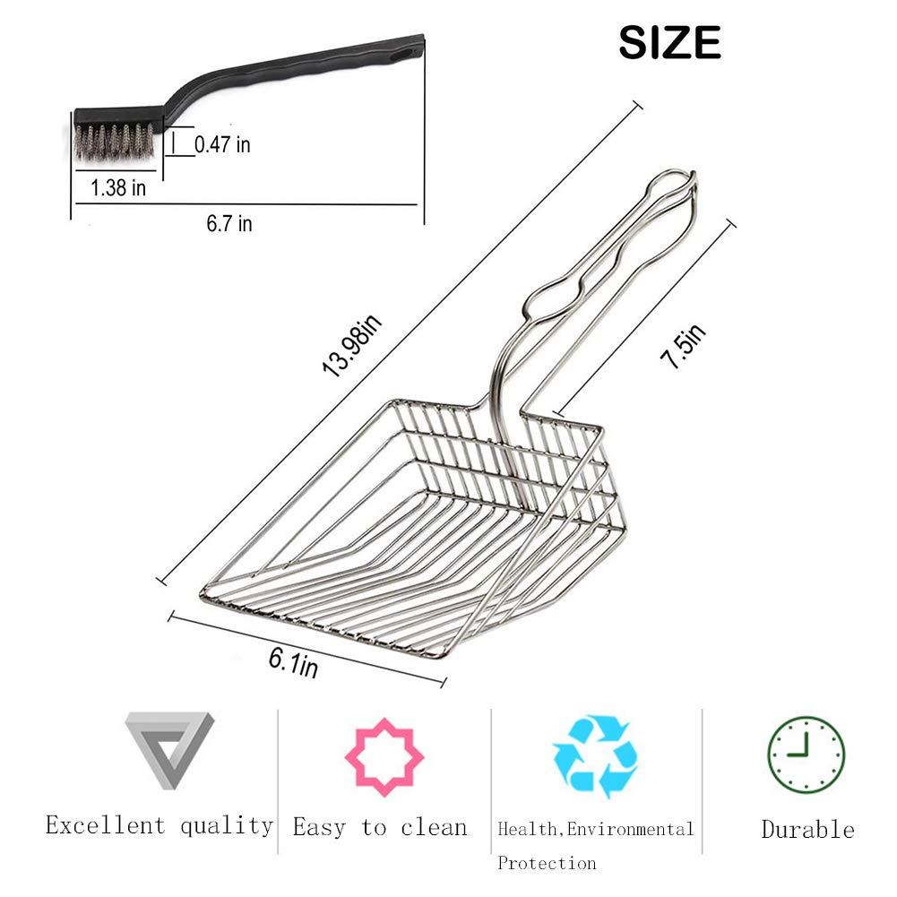 BINARY BARN Cat Litter Scoop，Pet Supplies Cats Litter Scooper， Heavy Duty Stainless Steel Sifter Free Metal Poop Scoopers，Kitty Litter Sifter Metal Litter Scoop Shovel for Dogs，Easily Clean Litter Box