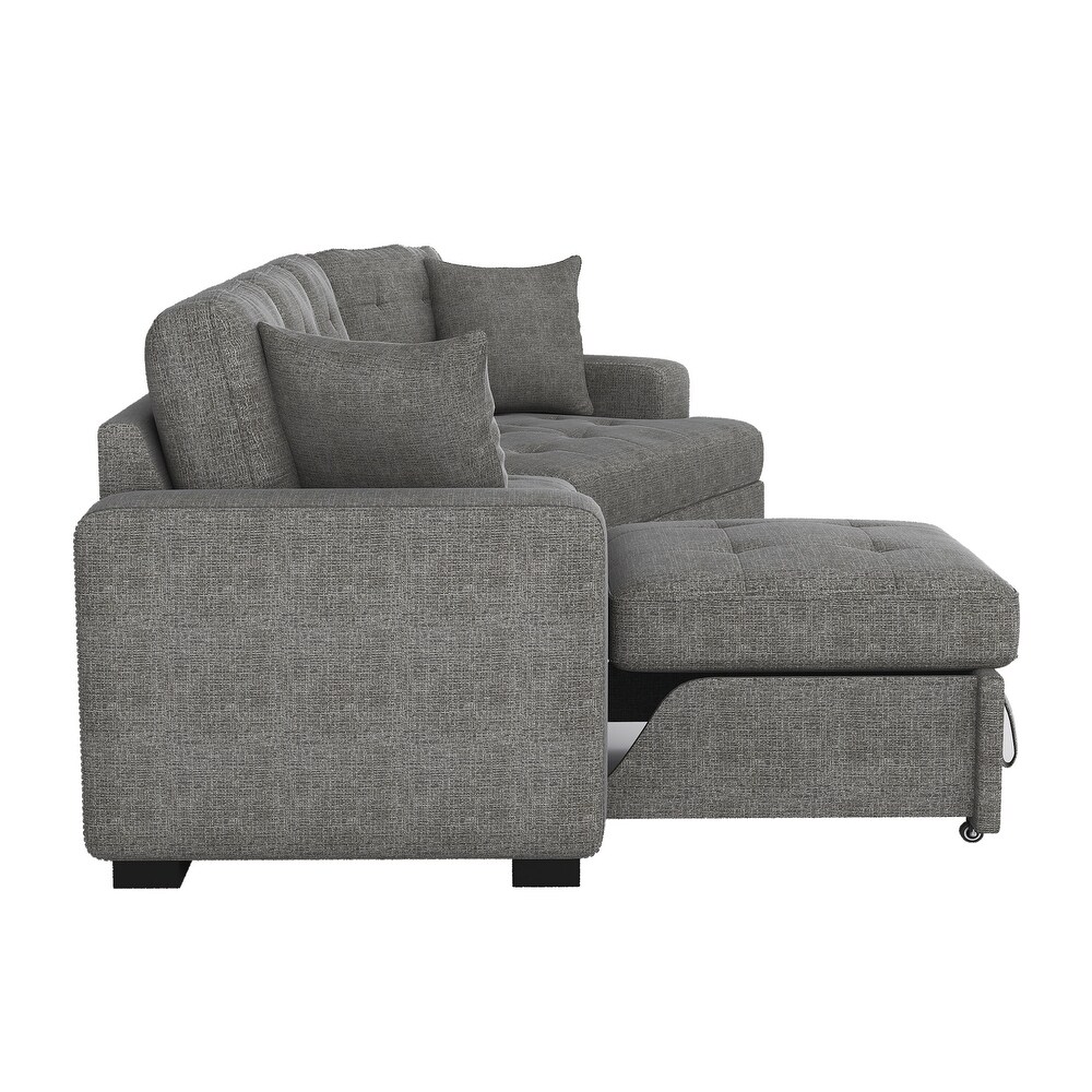 Arnau 2 piece Space saving Sectional Sofa with Pull out Ottoman