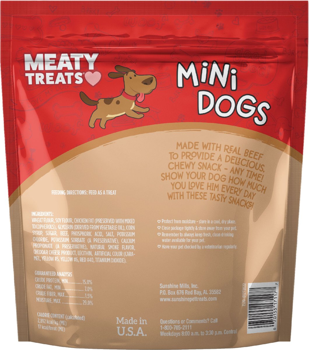 Meaty Treats Mini Dogs Beef and Cheese Flavor Soft and Chewy Dog Treats， 25-oz bag