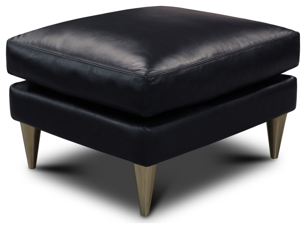 Skyline 100% Top Grain Leather Modern Americana Ottoman   Midcentury   Footstools And Ottomans   by Hello Sofa Home  Houzz