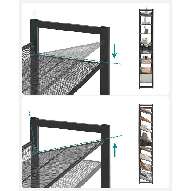 Songmics 8 tier Metal Shoe Rack Adjustable Shelves Hold 32 40 Pairs Set Of 2 Stackable Shoe Organizers