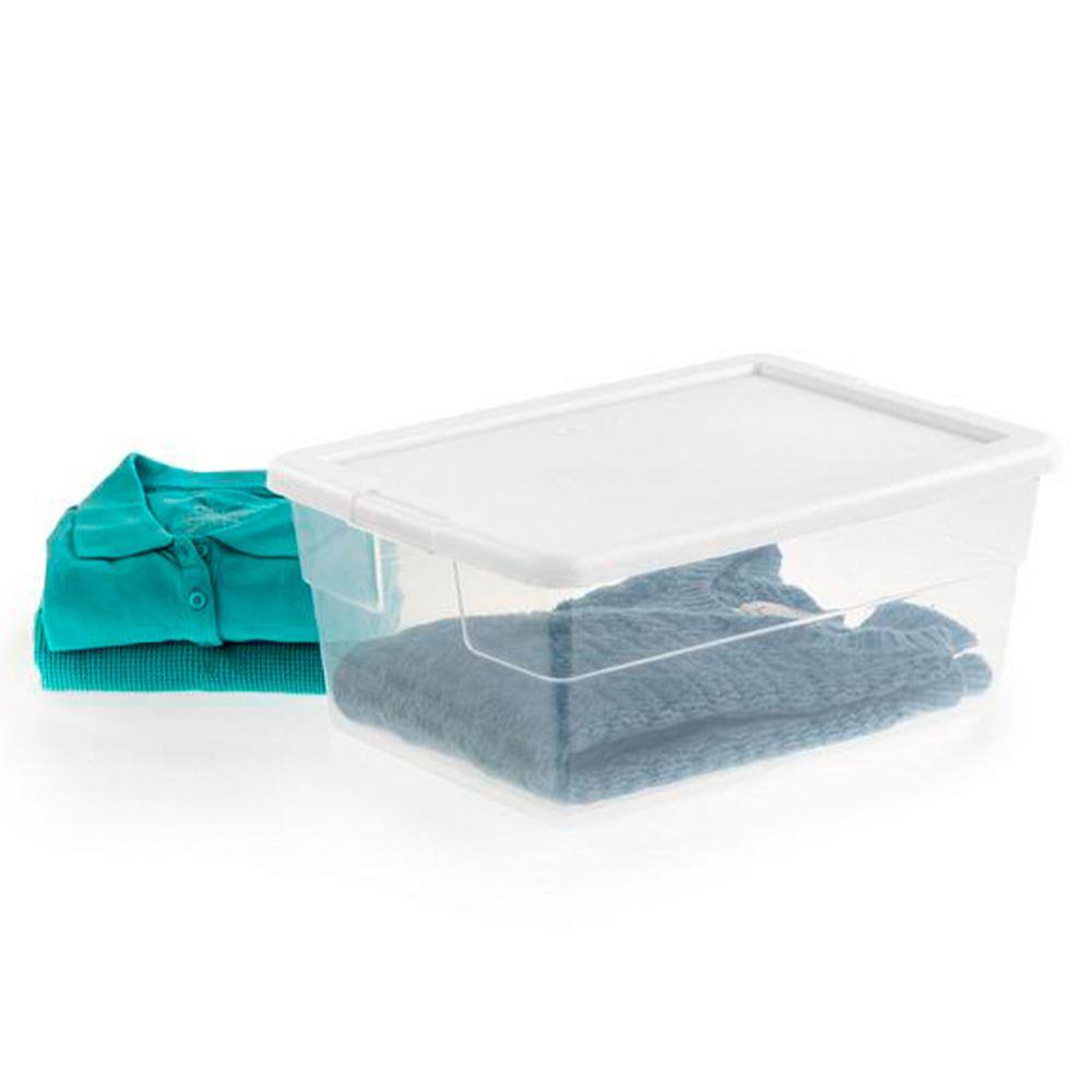 Sterilite 16 qt. Plastic Stacking Storage Box Container Tub in Clear (24-Pack) 24 x 16448012