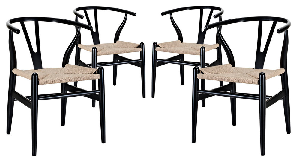 Amish Dining Armchair Set of 4   Midcentury   Armchairs And Accent Chairs   by Uber Bazaar  Houzz