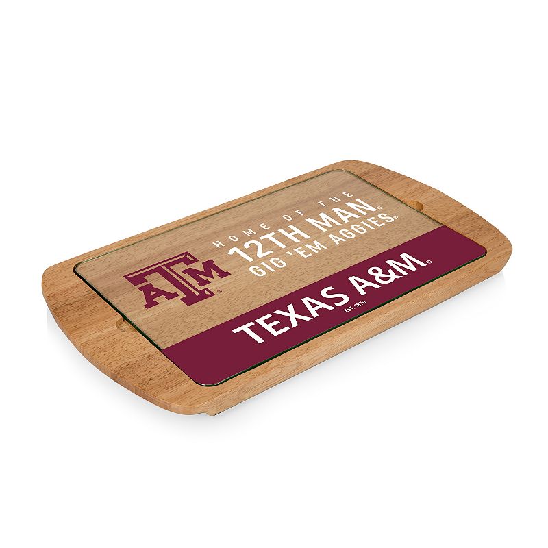 Picnic Time Texas A and M Glass Top Serving Tray