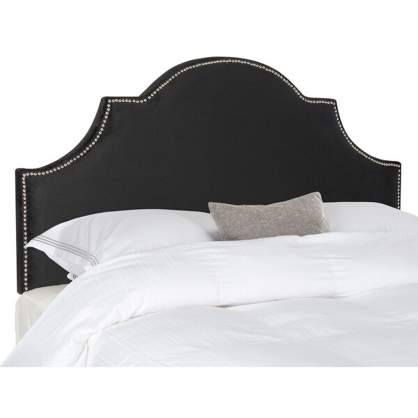 SAFAVIEH Hallmar Black Velvet Upholstered Arched Headboard - Silver Nailhead (King) - - 11098730