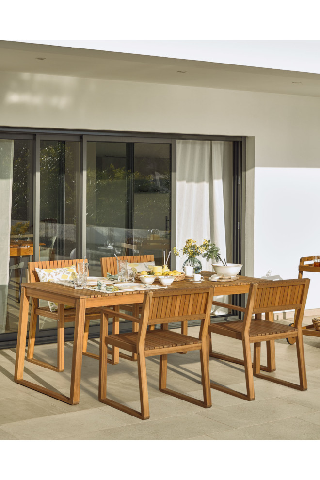 Solid Acacia Garden Armchairs (2)  La Forma Emili   Transitional   Outdoor Dining Chairs   by Oroa   Eichholtz Furniture  Houzz