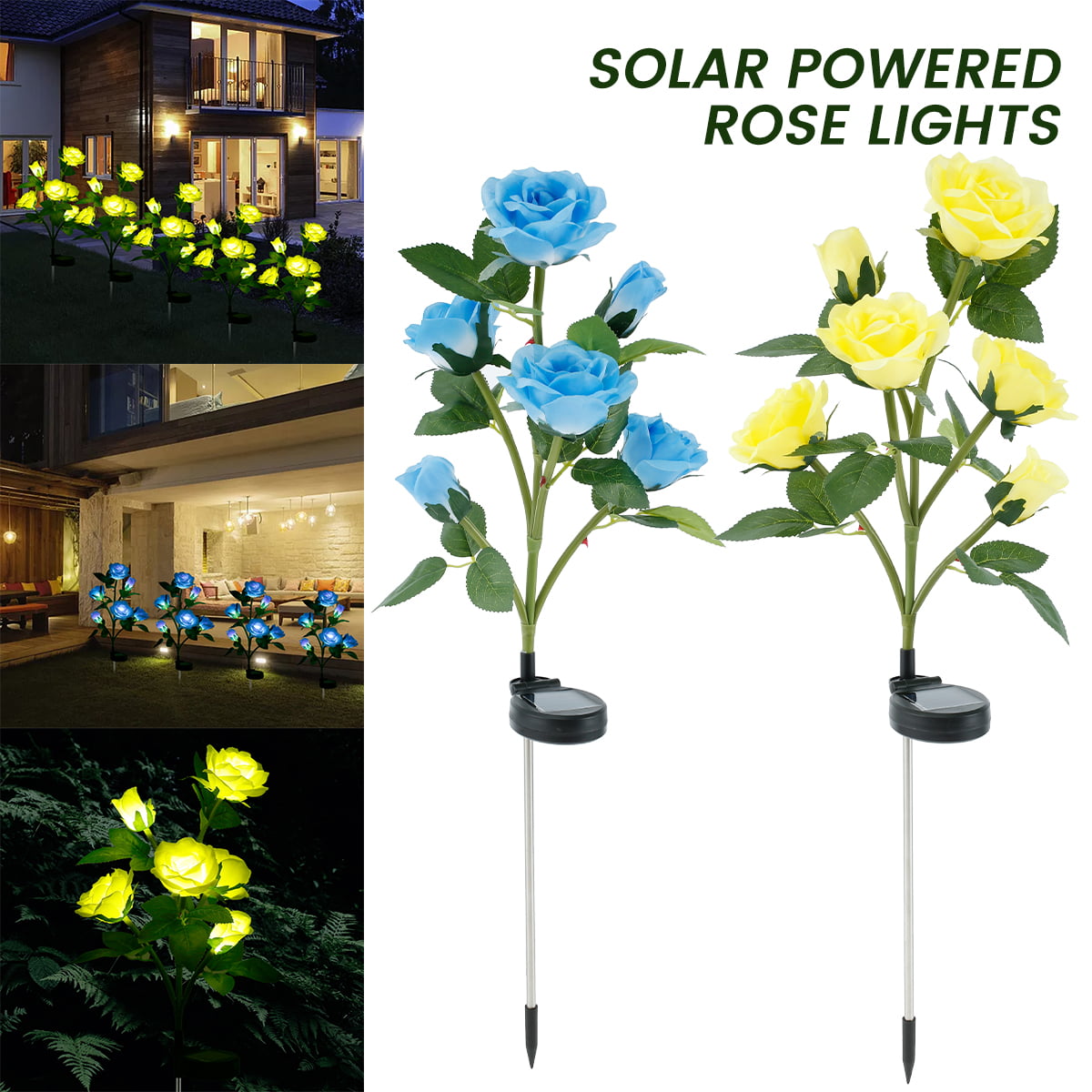 Willstar Solar LED Rose Flower Lights Garden Decorative Stake Lights IP65 Waterproof Solar Garden Lights with 6 Rose Flowers