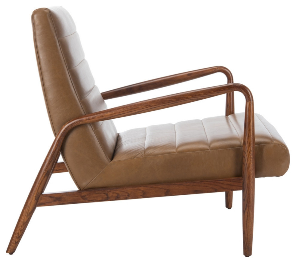 Sabello Channel Tufted Arm Chair Gingerbread/Dark Walnut   Midcentury   Armchairs And Accent Chairs   by V.S.D Furniture  Houzz