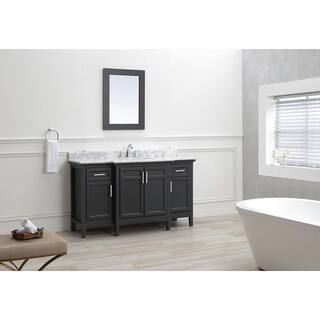 Home Decorators Collection Sassy 60 in. W x 22 in. D Vanity in Dark Charcoal with Marble Vanity Top in White with White Sink Sassy 60C