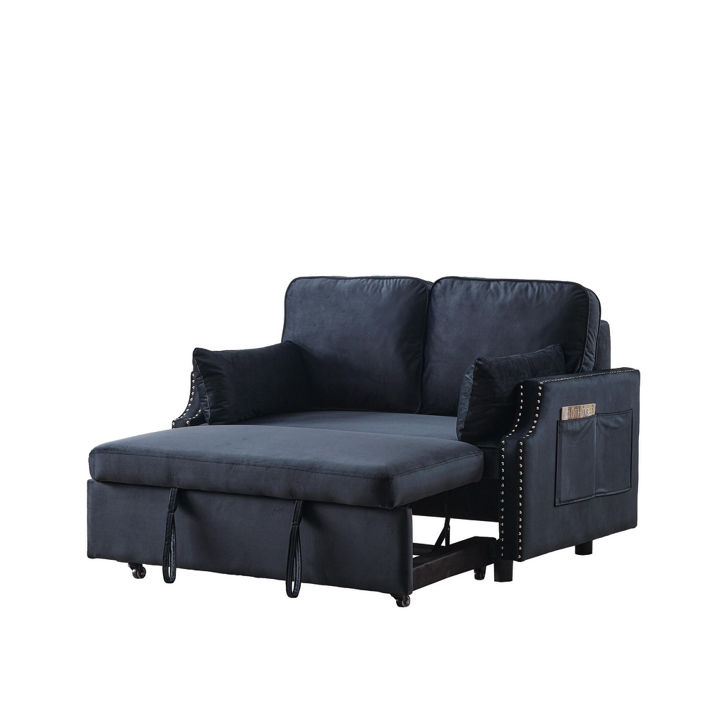 2 in 1 Velvet Sleeper Loveseat  Pull out Fold Recliner Sofa Bed