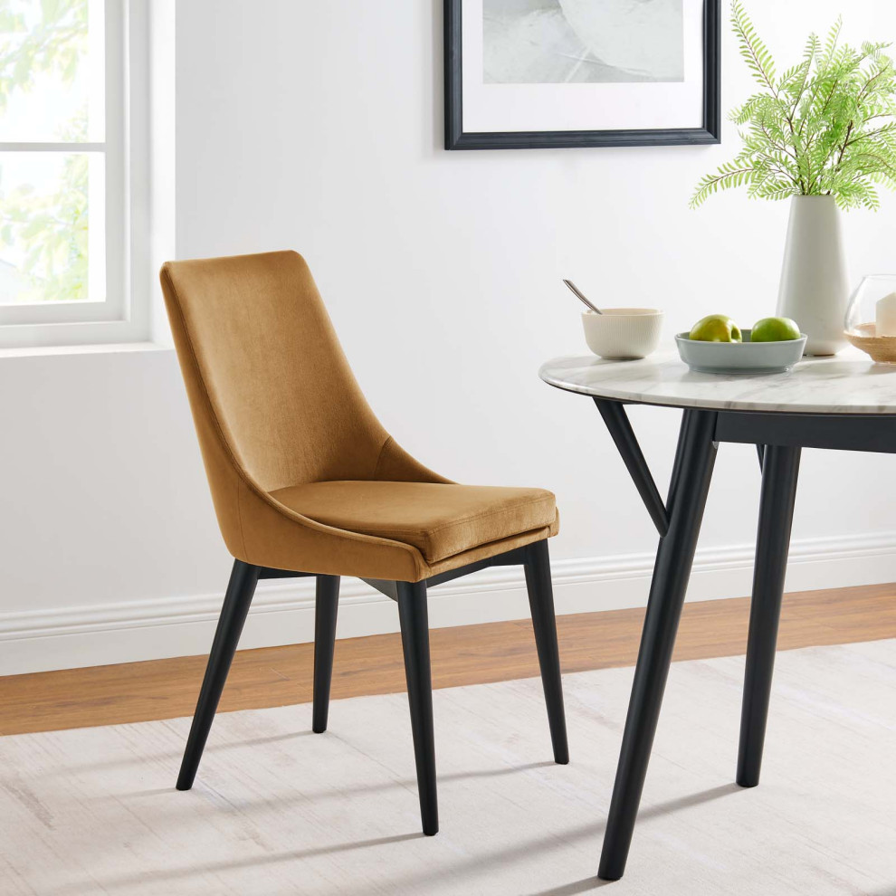 Viscount Performance Velvet Dining Chair  Cognac   Midcentury   Dining Chairs   by Dot  ampBo  Houzz