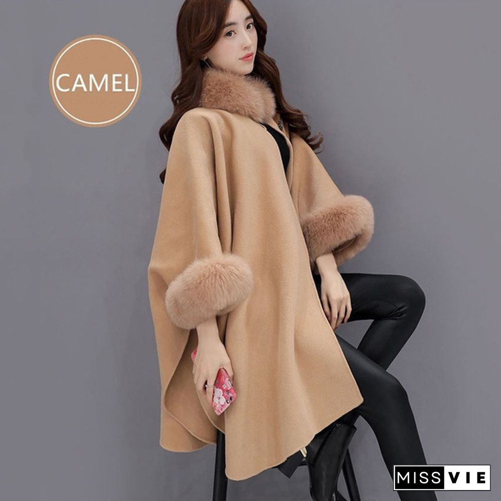 Winter Womens Parka Casual Coat Women Fur Coats Woman Clothes Cloak Shawl Jacket