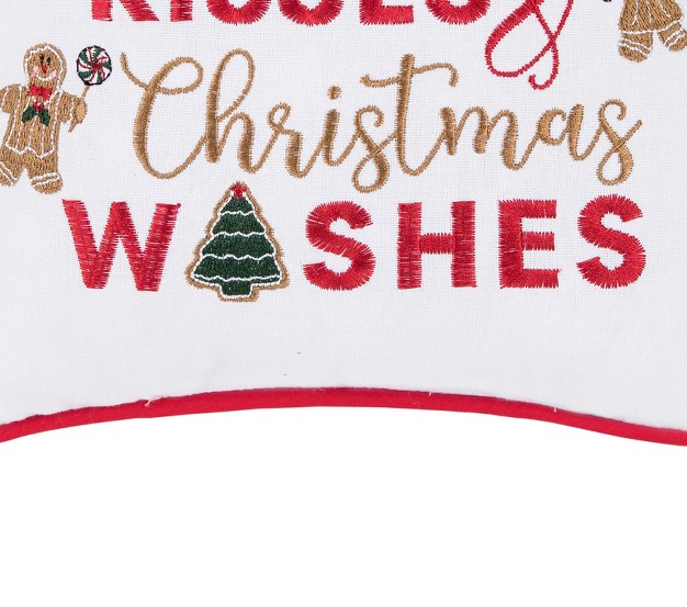 X 10 quot quot gingerbread Kisses And Christmas Wishes quot Sentiment With Gingerbread Men Cotton Petite Accent Throw Pillow