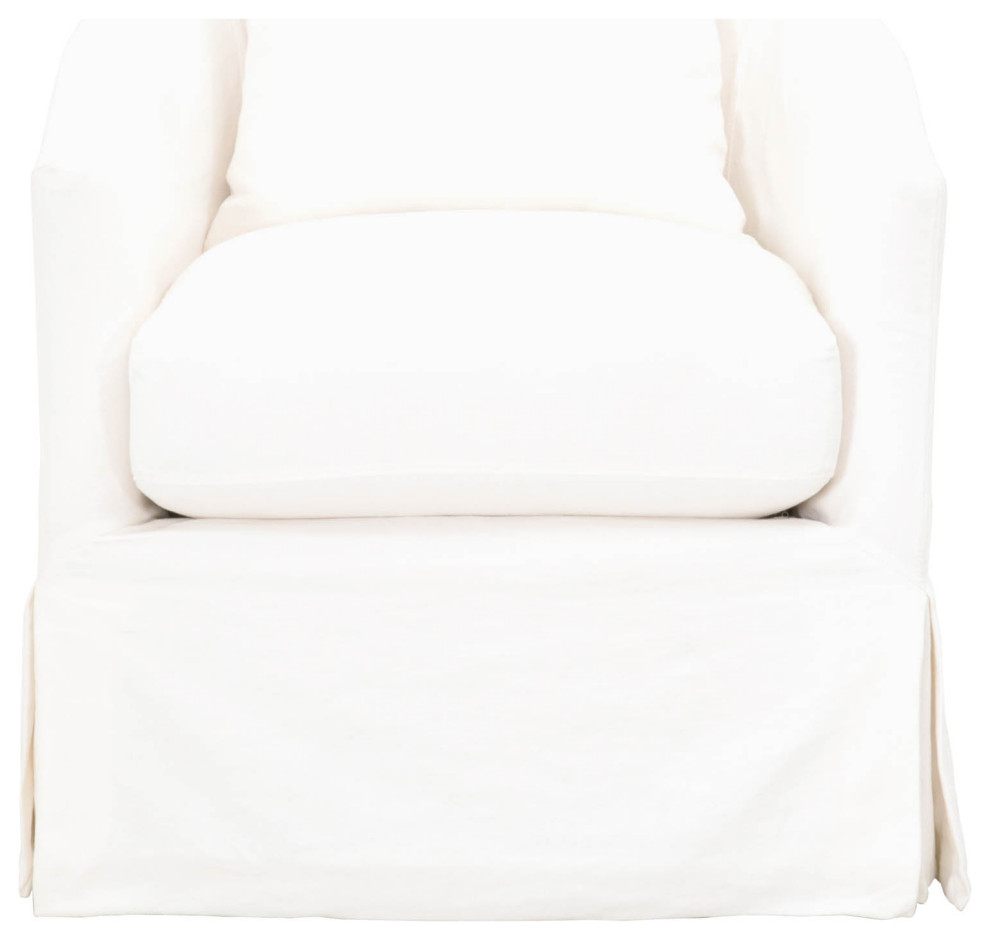 Faye Slipcover Swivel Club Chair Cream Crepe   Transitional   Armchairs And Accent Chairs   by Sideboards and Things  Houzz