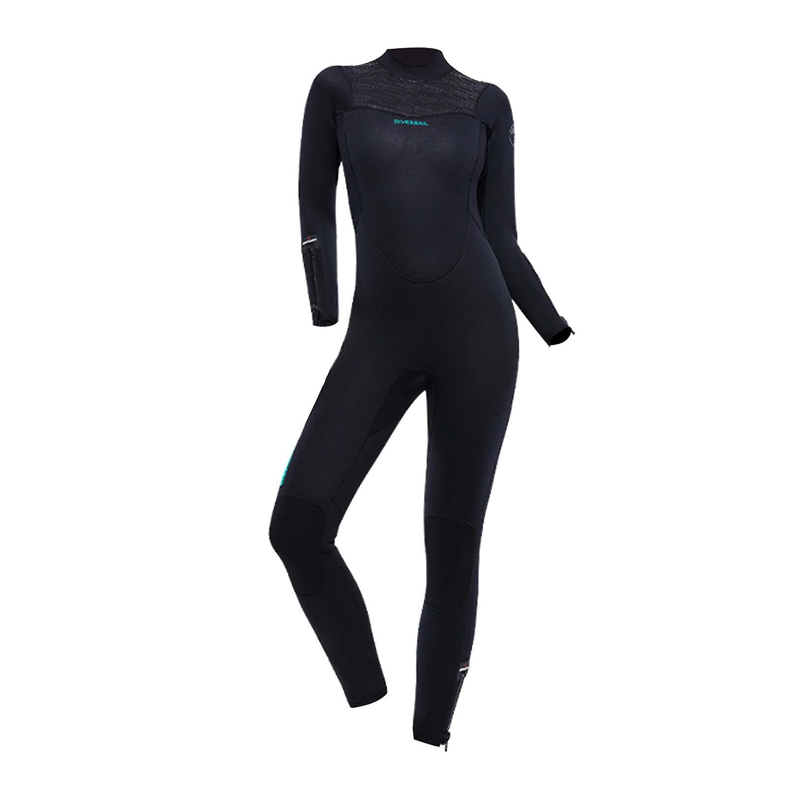 Diving Wetsuit Sailing Keep Warm Thermal Full Suits Workout Back Zip Wetsuit L Female Black