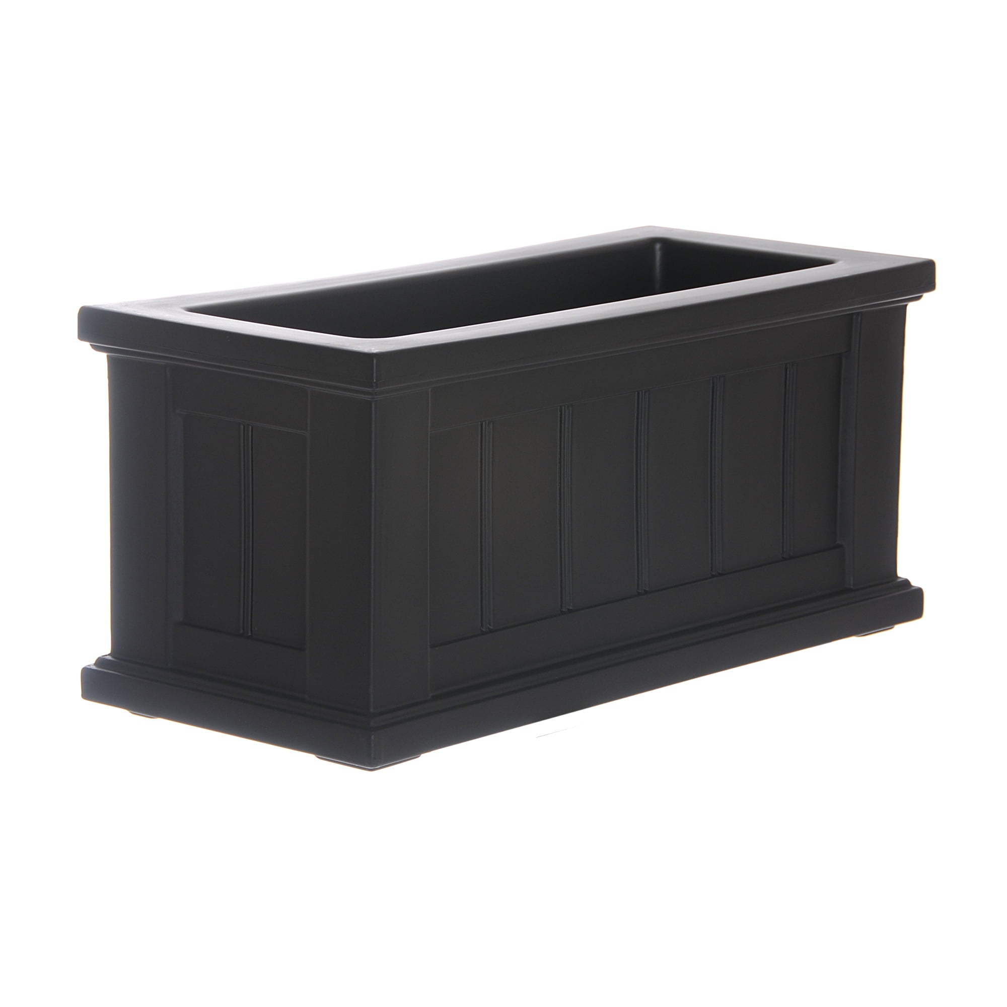 Mayne 24" x 11" x 11" Rectangle Black Resin, Plastic and Polyethylene Plant Planter with Drainage Hole