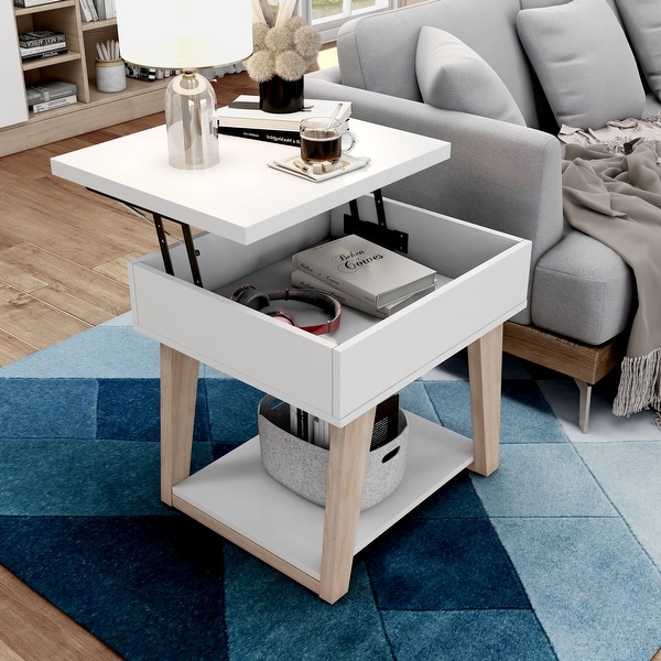 Furniture of America Willen White 1-shelf Lift-top Side Table