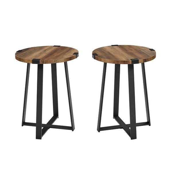 Middlebrook Designs Barnett Round Metal Wrap Side Table - Set of 2