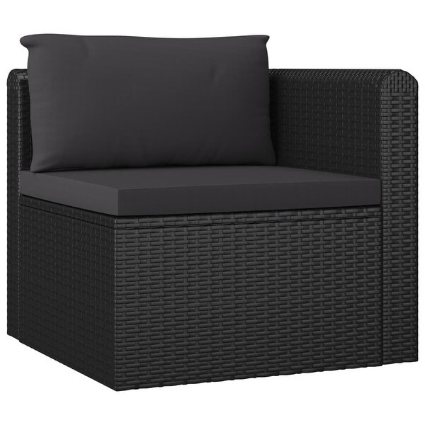 2 Piece Garden Sofa Set with Cushions Poly Rattan Black - Overstock - 35097610