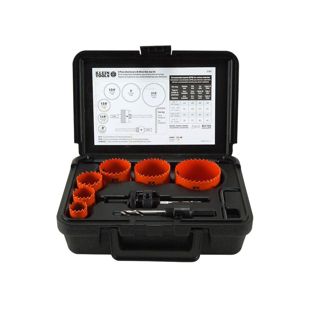 8 Piece Bi-Metal Hole Saw Kit ;