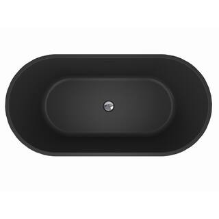 AKDY 66.9 in. Fiberglass Flatbottom Freestanding Bathtub in Solid Matte Black Inside and Outside BT0600-3