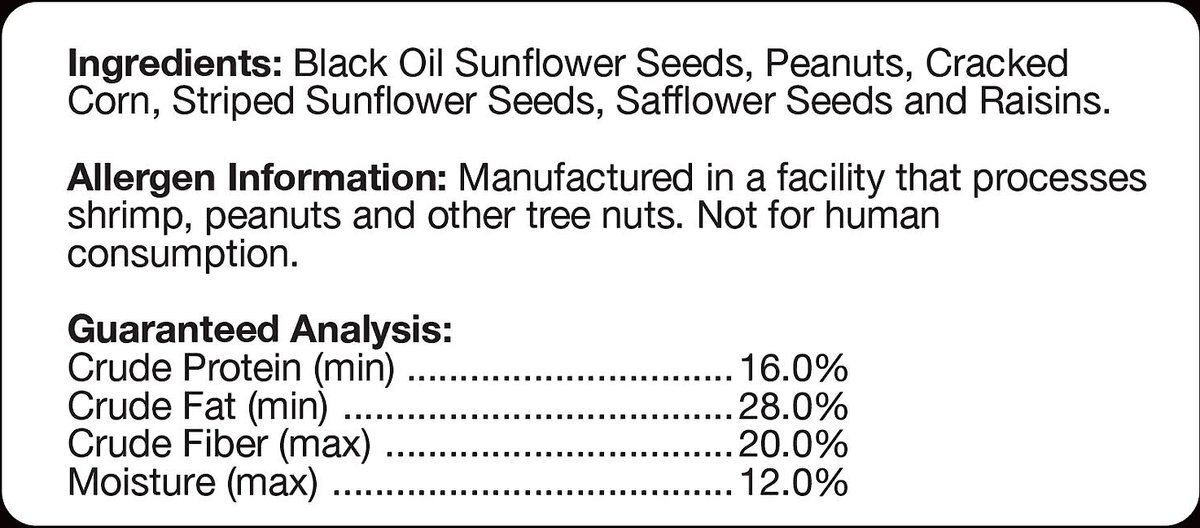 Brown's Bird Lover's Blend Chickadee Nuthatch Wild Bird Food