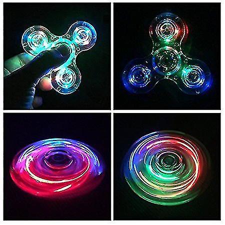 2pcs Crystal Led Light Fidget Spinner Toy Hand Tri Spinner Single Finger Fast Bearings Anxiety Relief Edc Toys Children