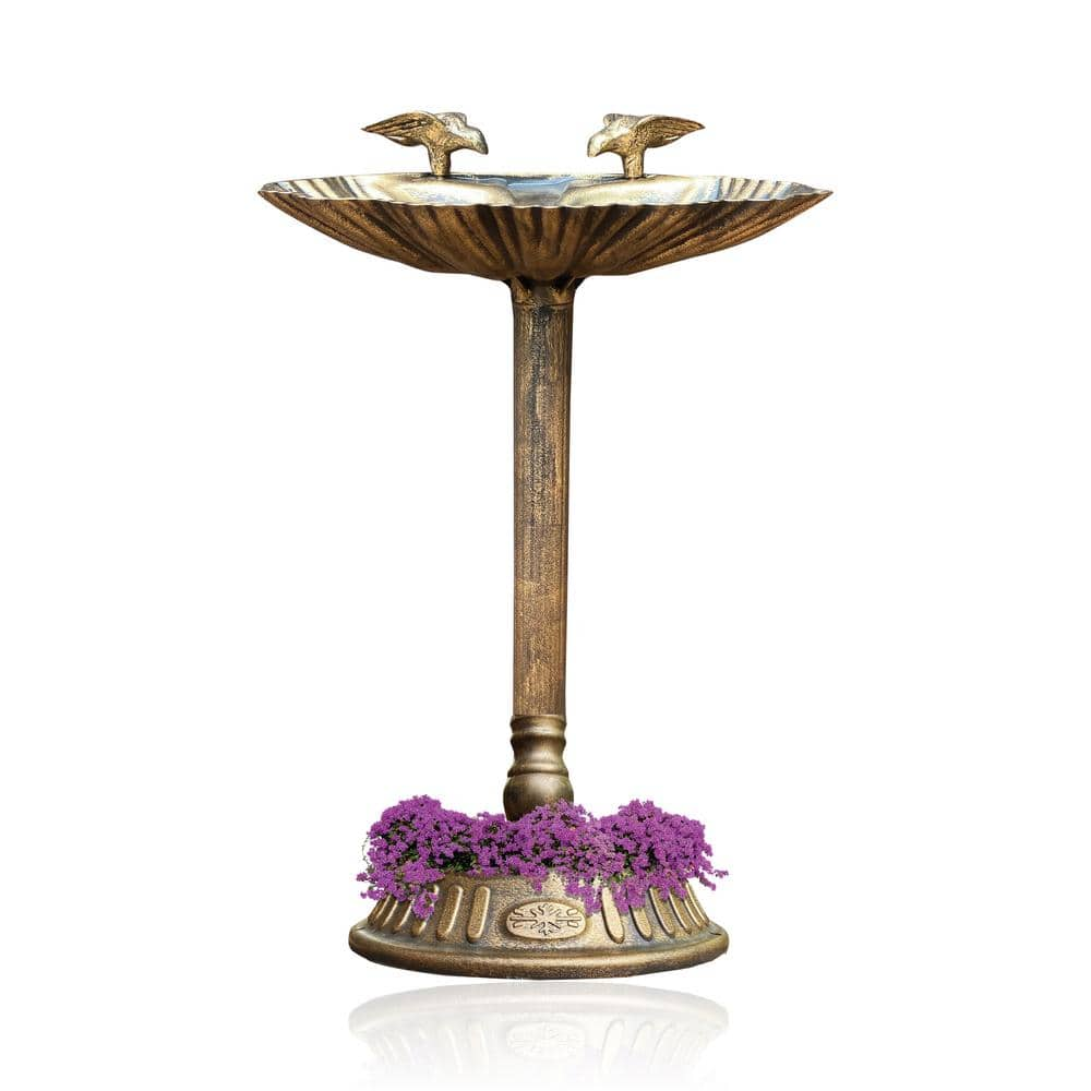 BACKYARD EXPRESSIONS PATIO · HOME · GARDEN Bronze Resin Birdbath with Built-In Planter 905493