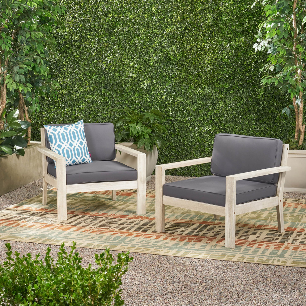 2 Pack Patio Chair  Water Resistant Cushions   Farmhouse   Outdoor Lounge Chairs   by Declusia  Houzz