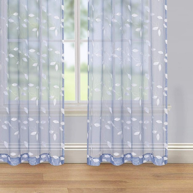 Trinity Floral Embroidered Sheer Window Curtains