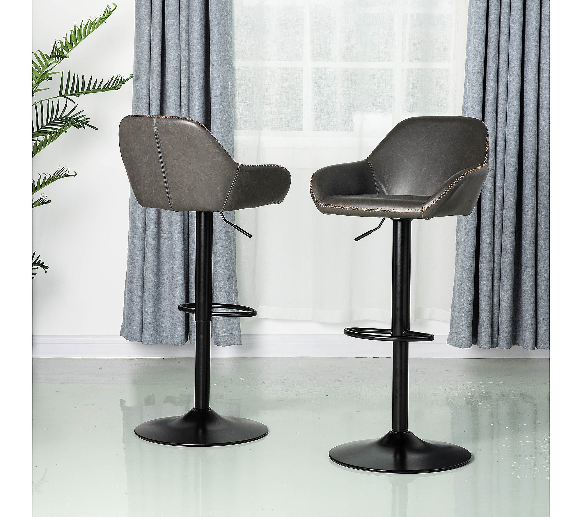 Glitzhome Set of 2 Adjustable Height Swivel BarStools