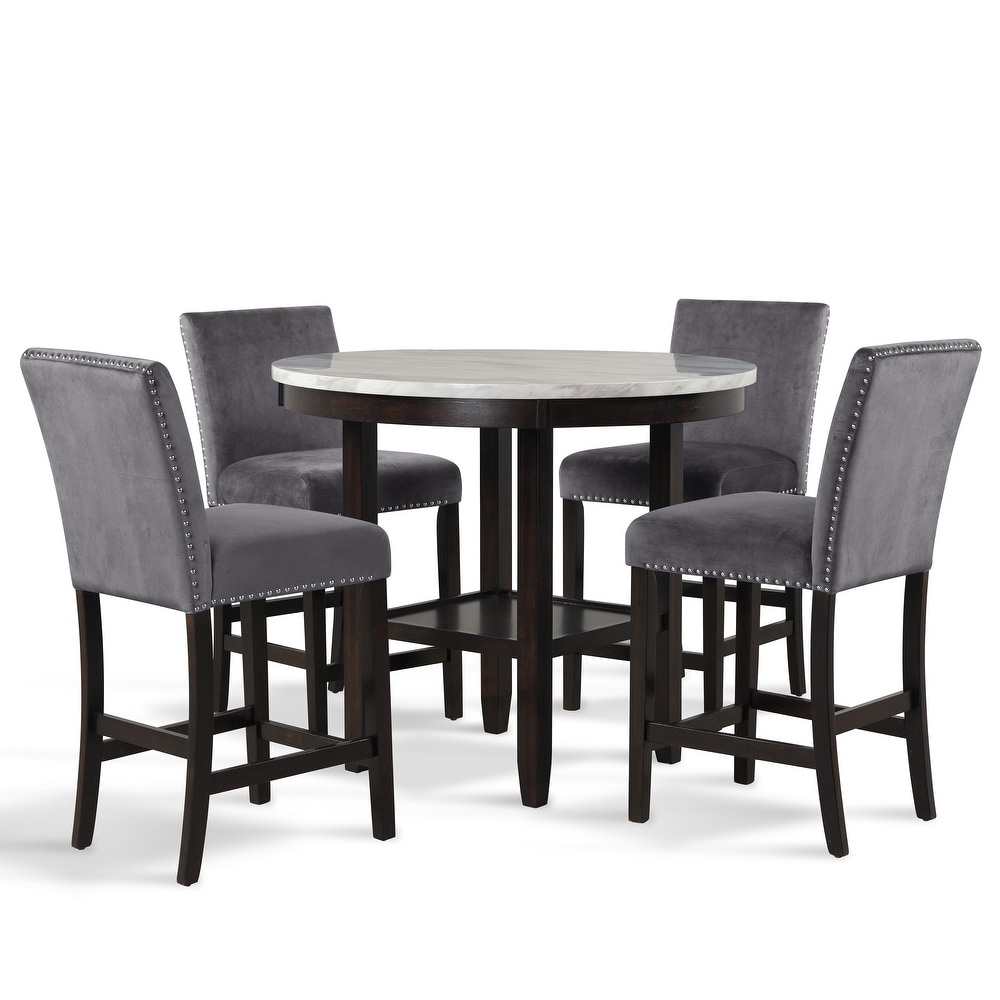 New Classic Furniture Reginald 5 Piece Round Counter Set