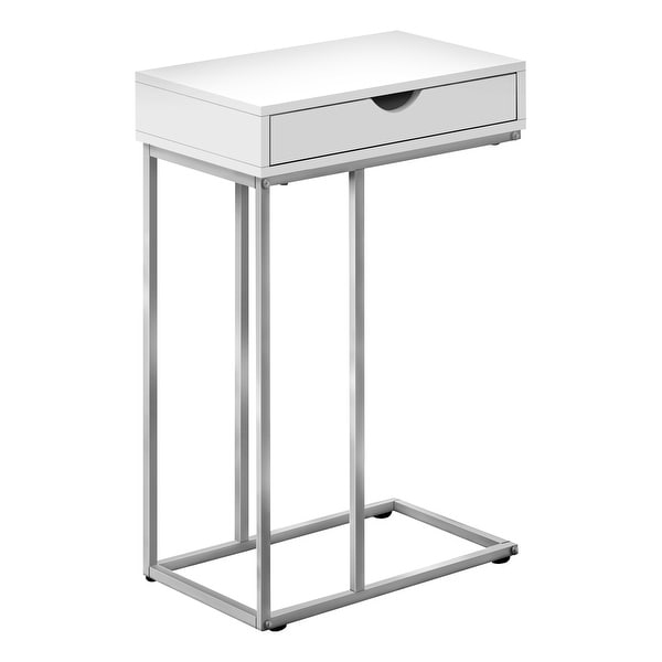 Accent Table， C-shaped， End， Side， Snack， Storage Drawer， Living Room， Bedroom， Metal， Laminate， Contemporary