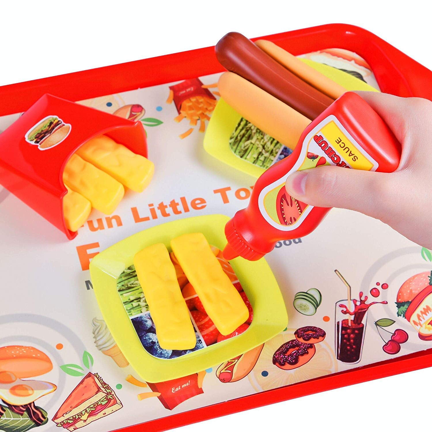 Fun Little Toys Pretend Life 40 PCs Pretend Play Fast, Pretend Play Kitchen Set,Cutting Fruits Play Kitchen Sets,Children Toy Food Set,Birthday,Xmas Gifts for Kids,Boys,Girls