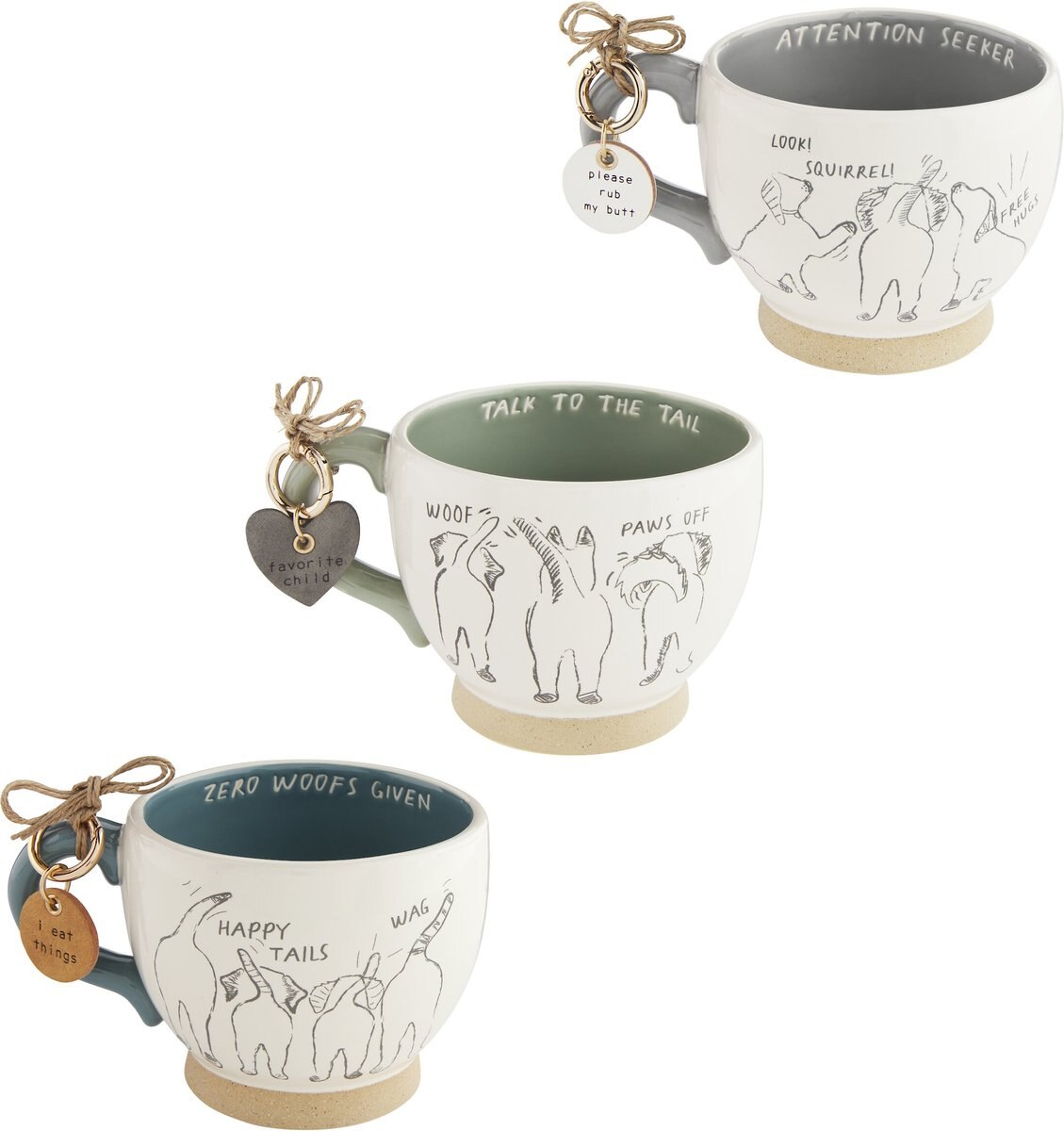 Mud Pie Attention Seeker Dog Mug and Dog Tag Set， Gray