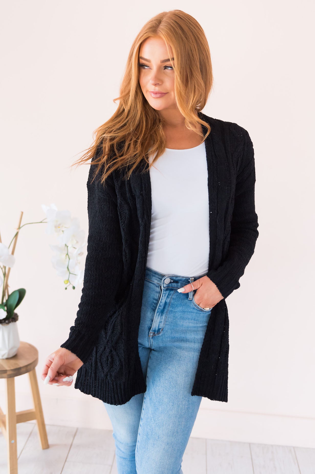 Warms My Heart Modest Chenille Cardigan