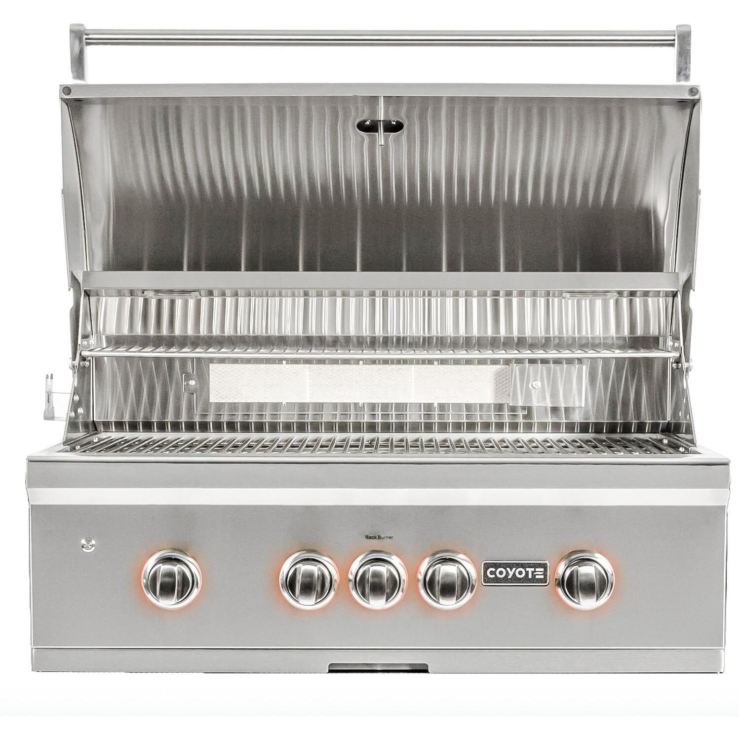 Coyote S-Series 36-Inch 4-Burner Built-In Natural Gas Grill With RapidSear Infrared Burner and Rotisserie