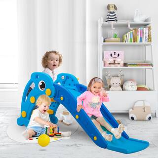 Nyeekoy Toddler Slide Playset Kid's Freestanding Climbing Sliding Fun Toy in Sky Blue TH17Y0840