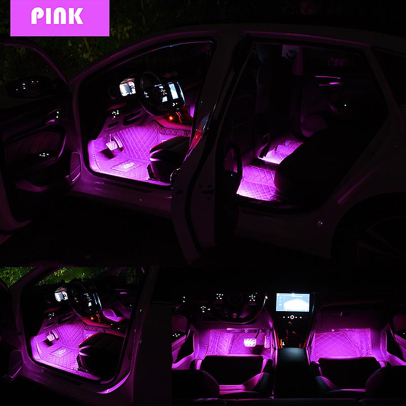 Sole Voice-activated Led Car Rhythm Light-usb One-to-two-pink Purple (one Set)