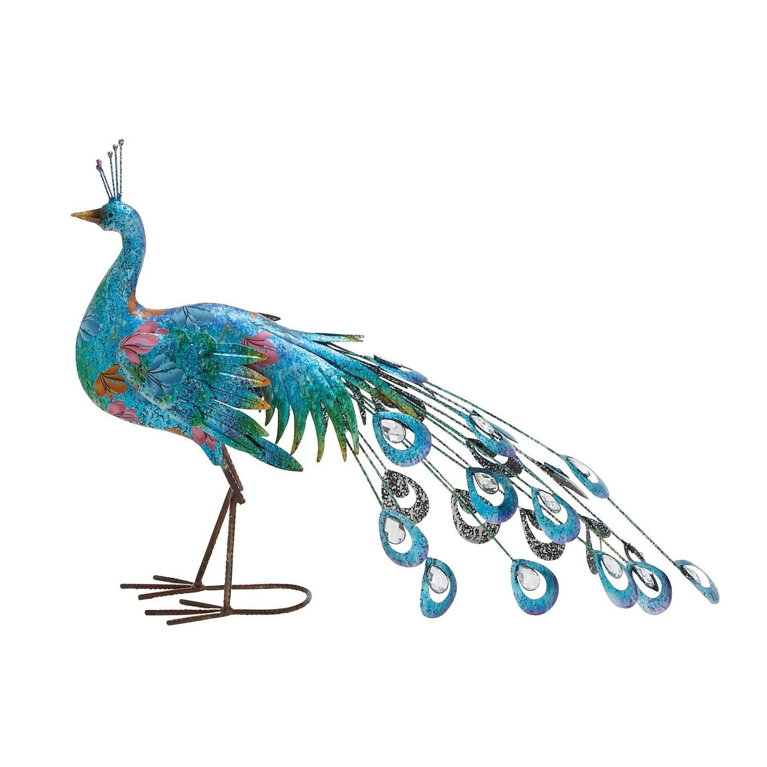 DecMode Outdoor 31 x 20 Teal Metal Eclectic Birds Garden Sculpture， 1  Pieces