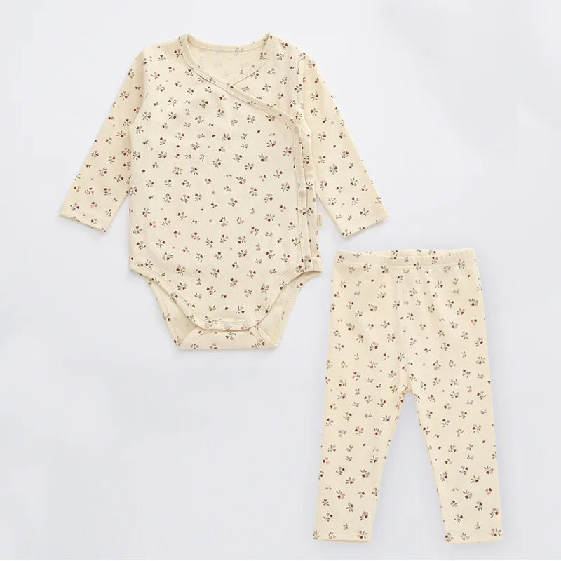 0-24M Newborn Kid Baby Boy Girl Clothes Autumn Winter Long Sleeve Bodysuit Romper Top and Pant suit Print Baby 2Pcs Clothing set