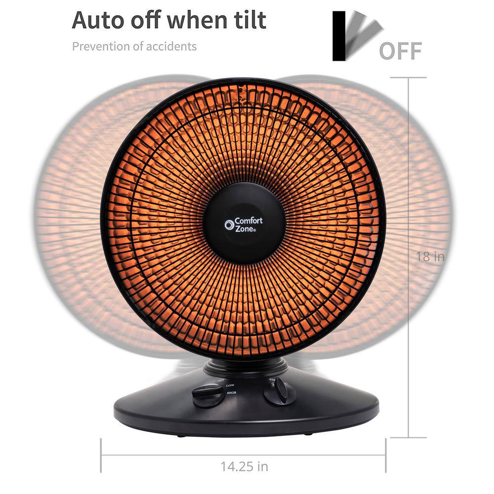 Comfort Zone 7001000-Watt Oscillating Parabolic Dish Radiant Electric Portable Heater CZ998