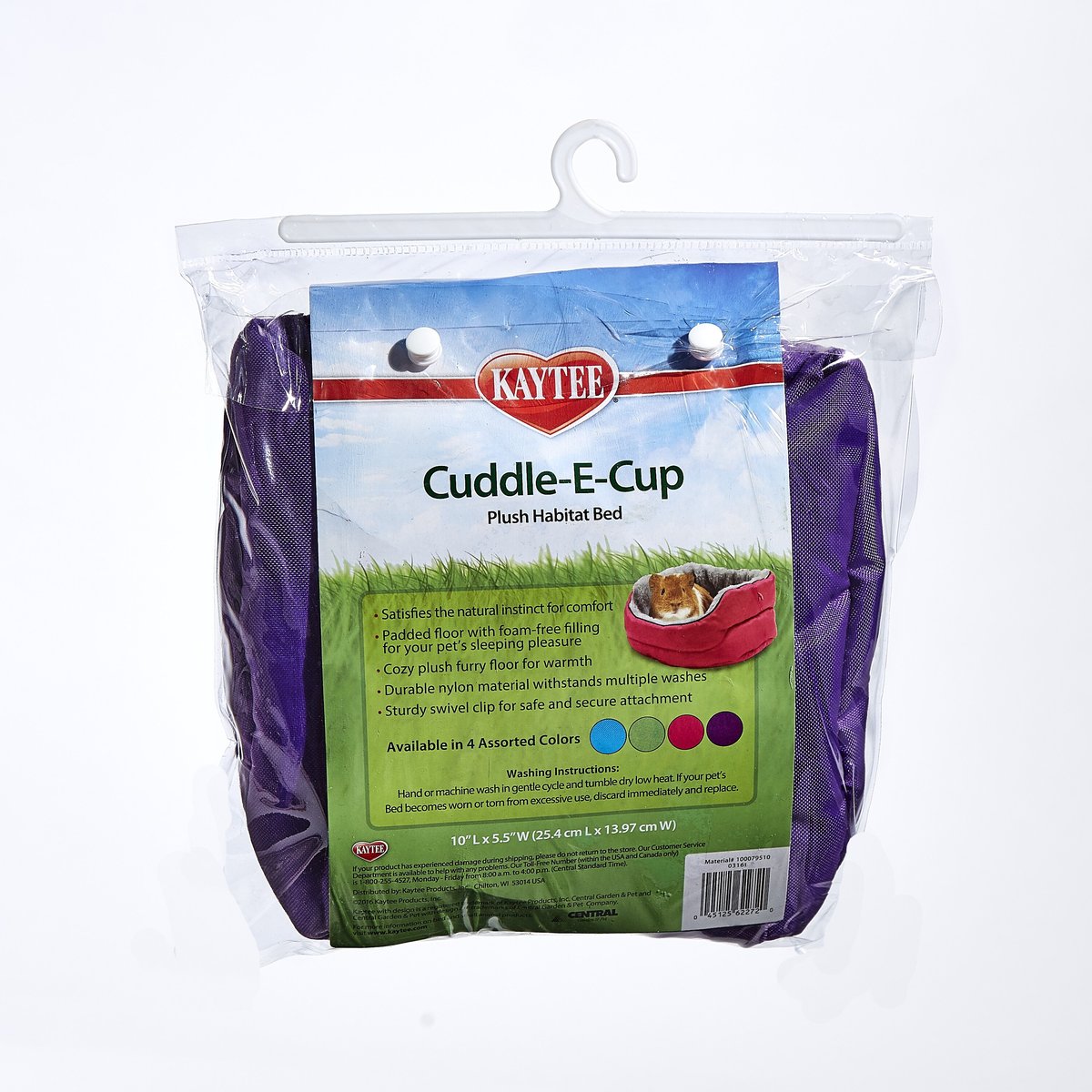 Kaytee Cuddle-E-Cup Plush Small Animal Bed， Color Varies