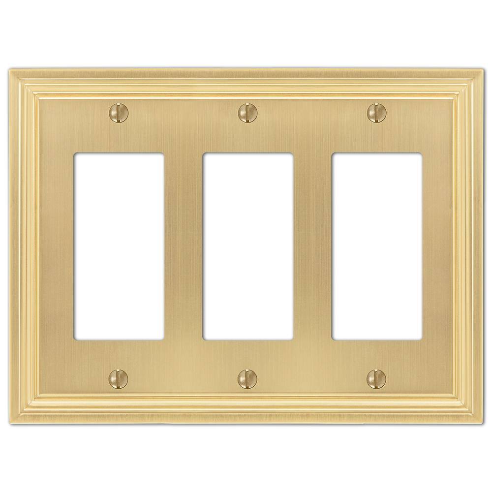 AMERELLE Hallcrest 3 Gang Rocker Metal Wall Plate - Satin Brass 98RRRSB