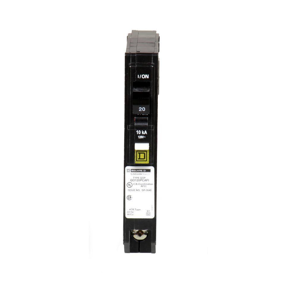 Square D QO 20 Amp Single-Pole Plug-On Neutral Combination Arc Fault Circuit Breaker QO120PCAFIC