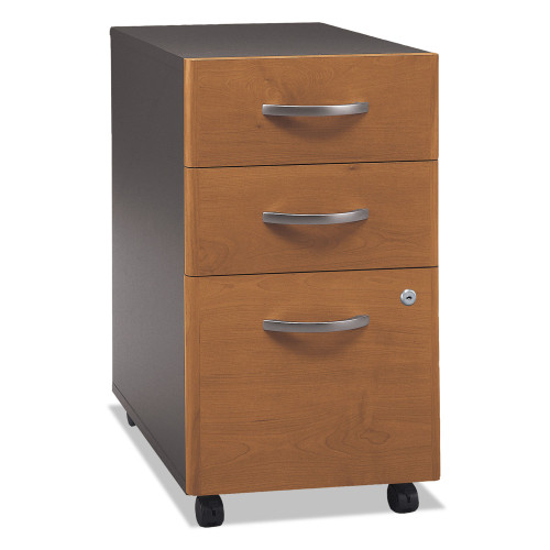 Bush Series C Mobile Pedestal File， Left/Right， 3-Drawers: Box/Box/File， Legal/Letter/A4/A5， Cherry/Gray， 15.75