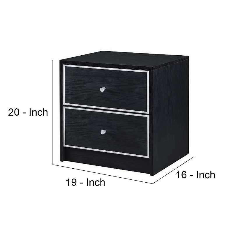 Accent Table with 2 Storage Drawers and Intricate Trimming， Black