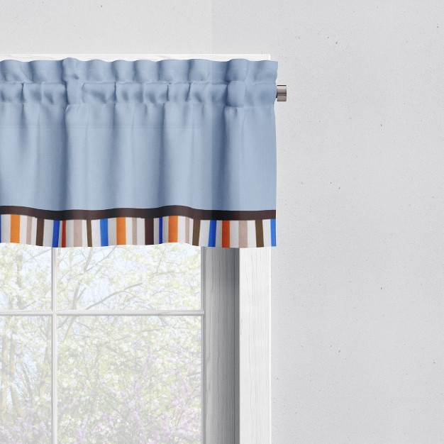 Bacati Mod Sports Stripes Blue Orange Beige Valance