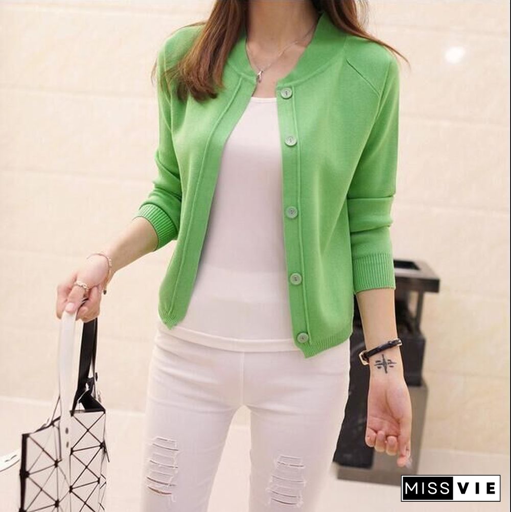 New Spring Autumn Winter Jacket Coat Primer Knit Cardigan 11 Color Female Cardigan Autumn Dress Sweater