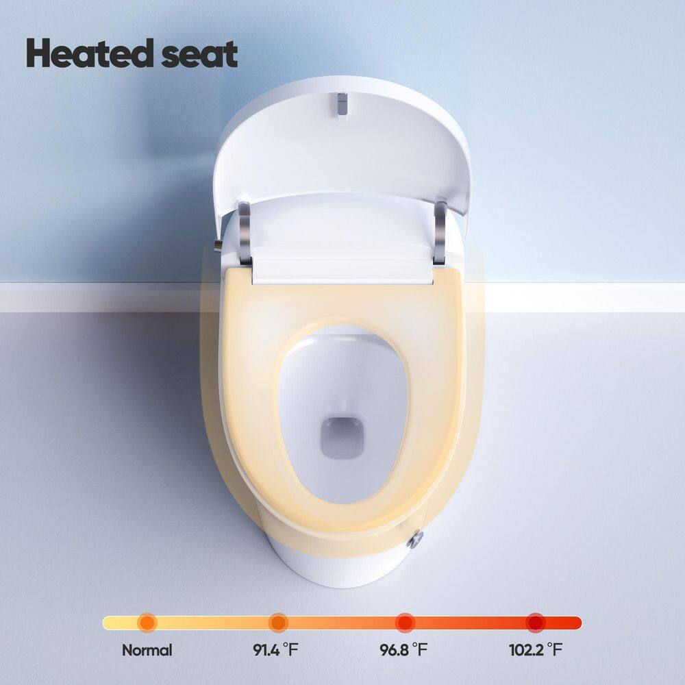 HOROW 11.27 GPF Tankless Elongated Smart Toilet Bidet in White with Dual Flush System Auto Flush Heated Seat and Remote HR-0016